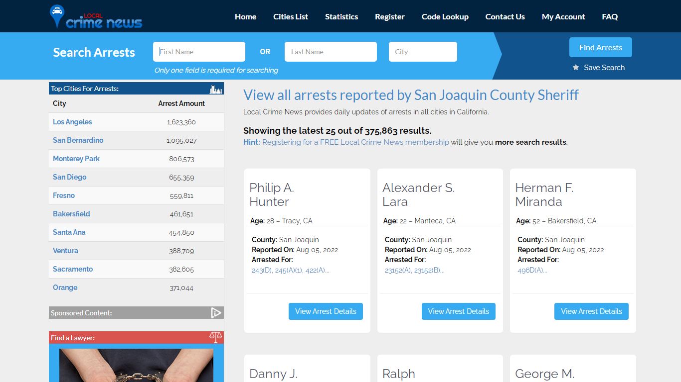 Arrests reported by San Joaquin County Sheriff | Local ...